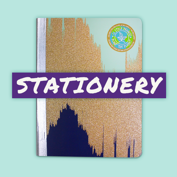 image that is a button that reads "Stationary" over a notebook by U Style